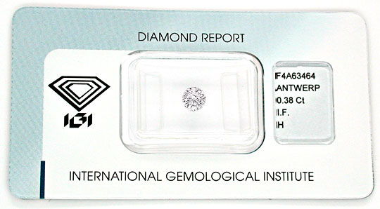Foto 1 - Diamant IGI! 0,38ct Lupenrein Wesselton Weiss VG, D5507