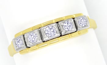 Foto 1 - Diamantring Halbmemoryring mit 5 Diamanten Bicolor Gold, S1555