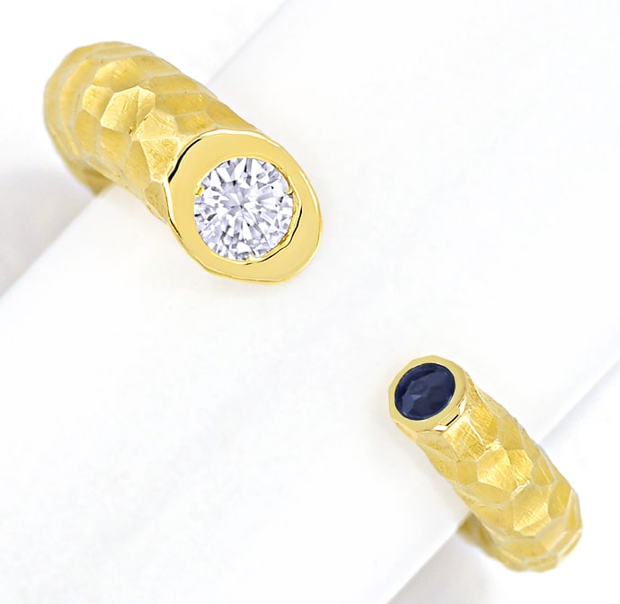 Foto 2 - Stylischer Gelbgold-Ring Brillant und Saphir, S2612