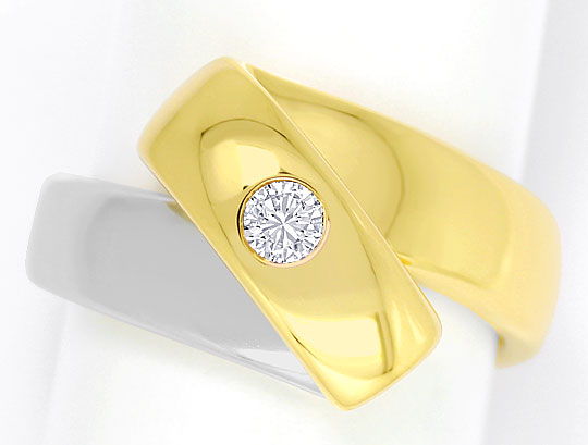 Foto 2 - Designer-Ring 0,13 Brillant Solitaer Gelbgold-Weißgold, S6717